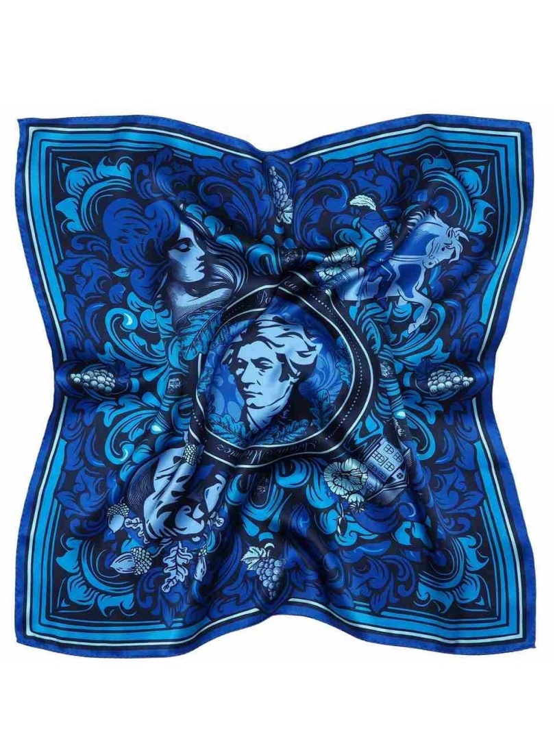 PJ-398 Poszetka jedwabna dwustronna Adam Mickiewicz 30x30cm